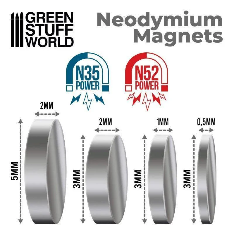 GREEN STUFF WORLD Neodymium Magnets 3 x 0.5mm - SET x50 (N35) - Image 3