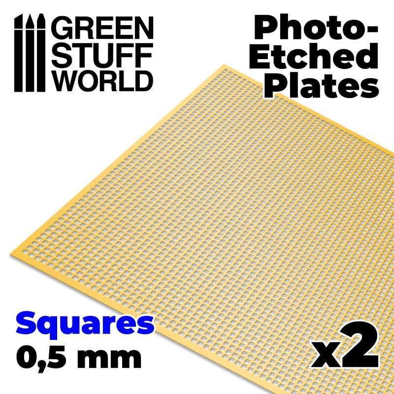 GREEN STUFF WORLD Photo-etched Plates - Squares - Size S (2 pcs)