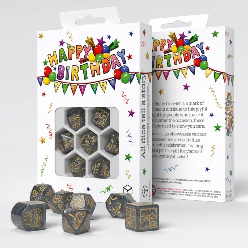 Q Workshop - Happy Birthday - Confetti Dice Set 7