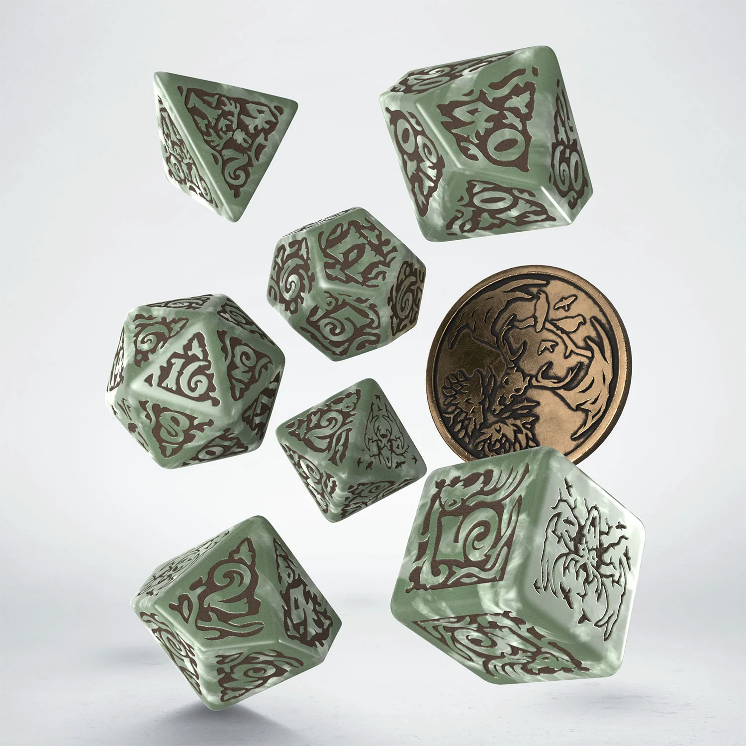 Q Workshop - The Witcher Dice Set Leshen - Totem Builder Dice Set 7 With Coin - Image 2