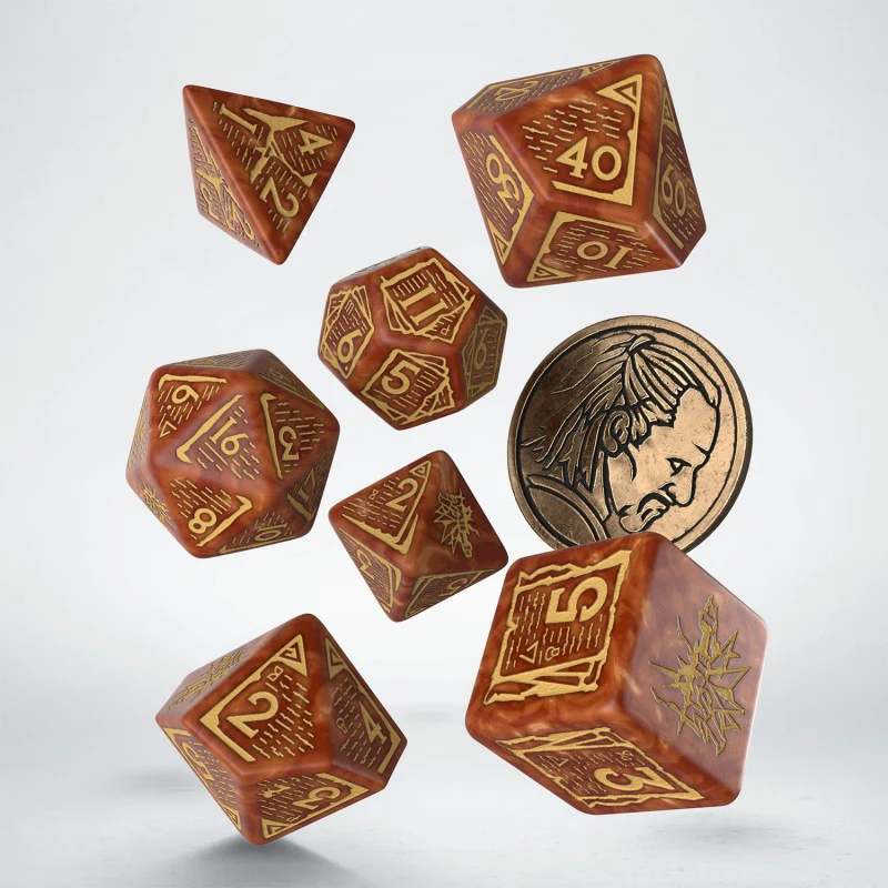 Q Workshop - The Witcher Dice Set Vesemir - The Wise Witcher Dice Set 7 With Coin - Image 2