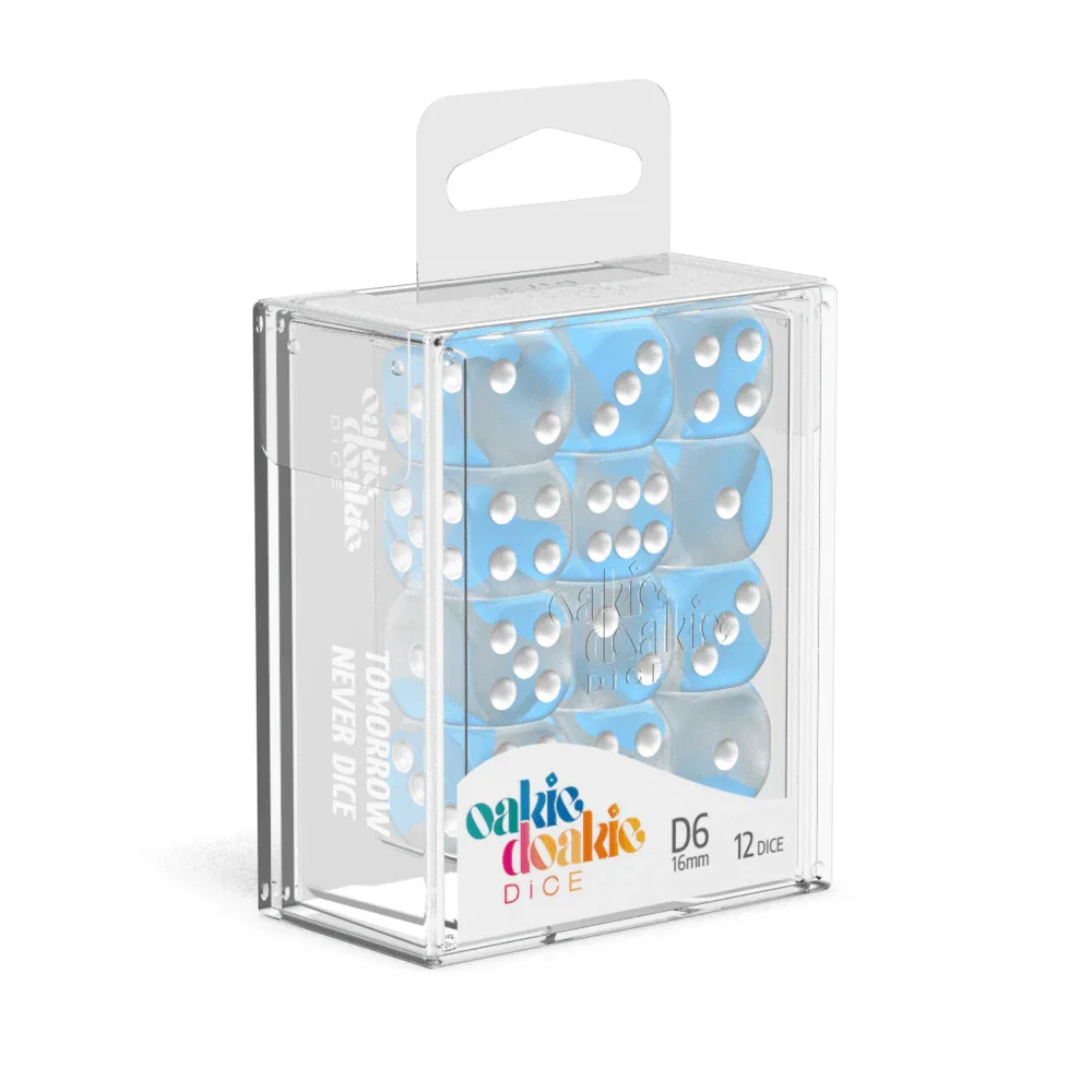 SALE Oakie Doakie Dice D6 16 mm Glow in the Dark - Arctic (12)