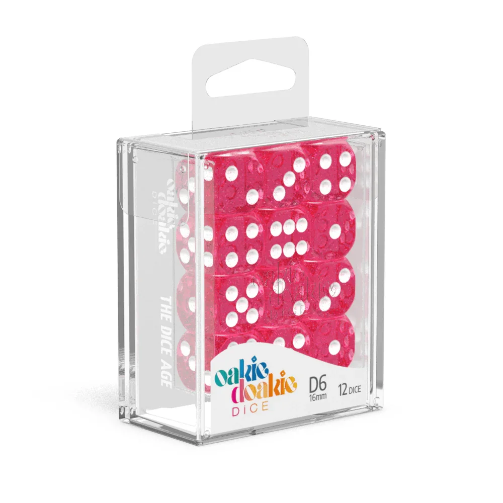 SALE Oakie Doakie Dice D6 16 mm Speckled - Pink (12)