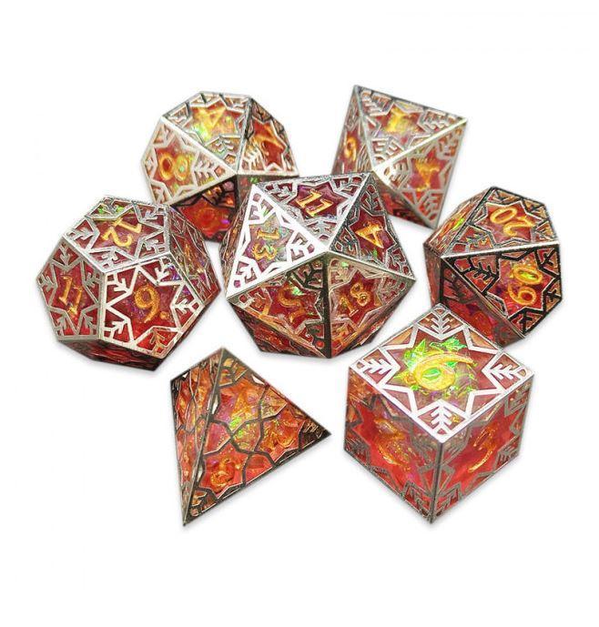 SALE Sharp 7 Dice Set - Gilded Tesseract: Red