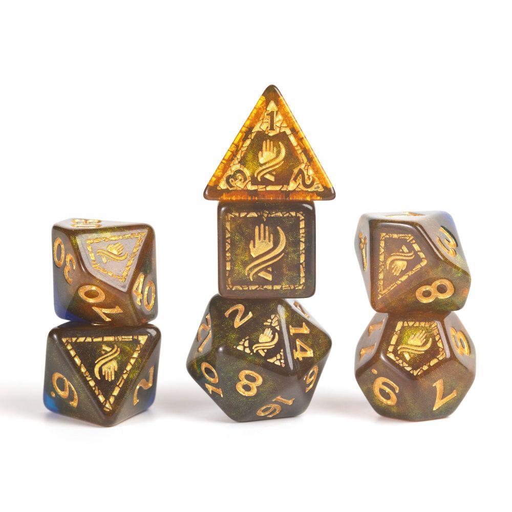 Sirius Dice - D&D Adventure Dice - Monk - Blue / Gold - Image 4