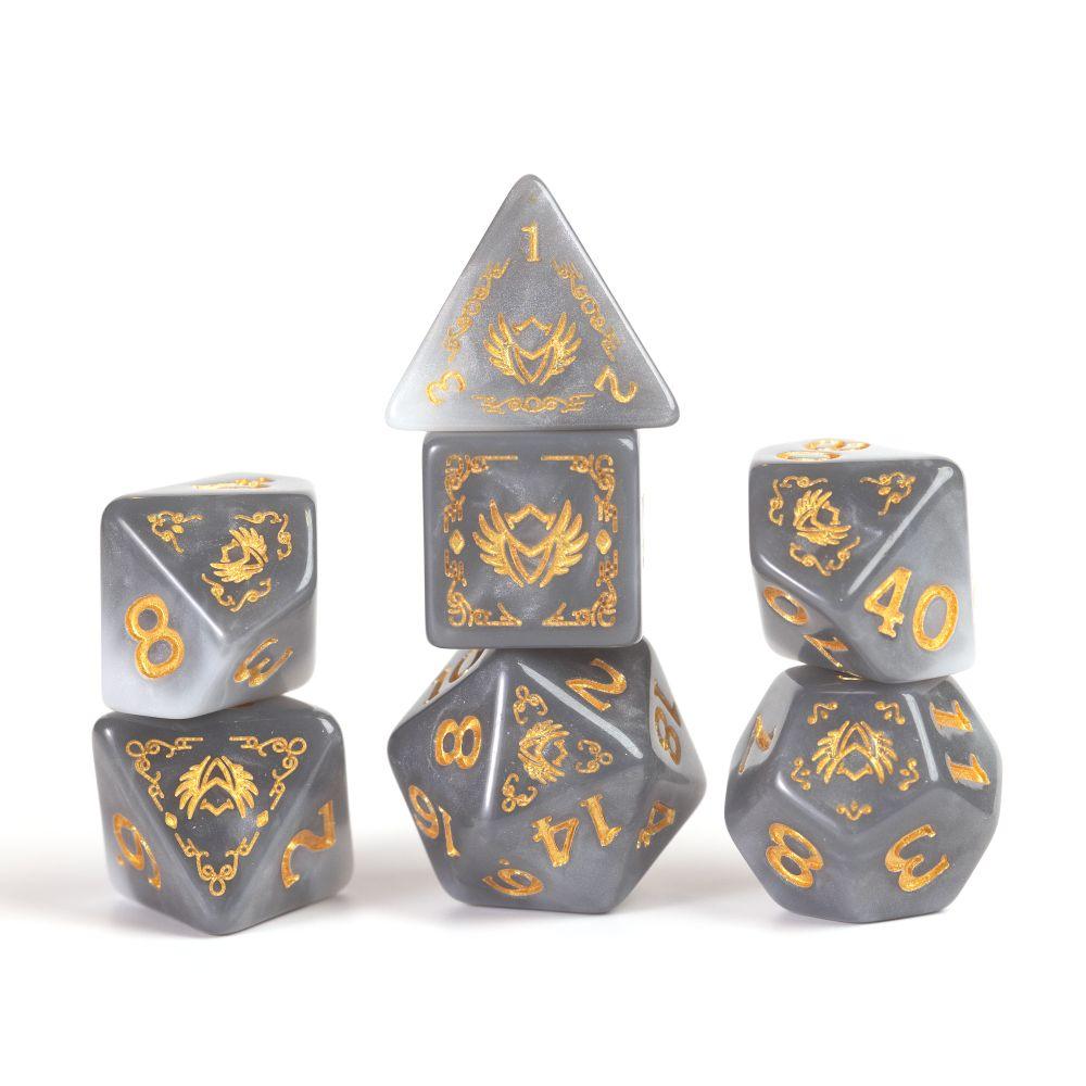 Sirius Dice - D&D Adventure Dice - Paladin - White / Grey - Image 4
