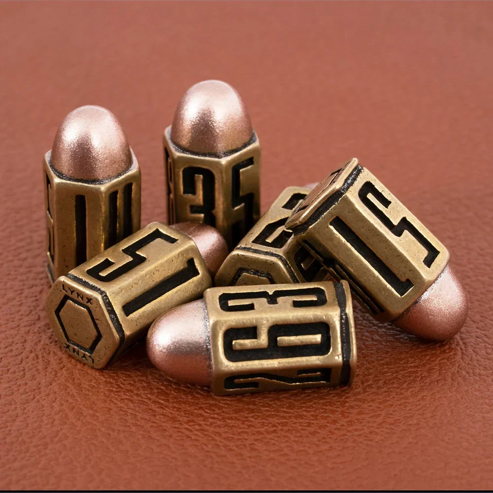 Six D6 Bullet Dice Set in Brass Metal - Image 3