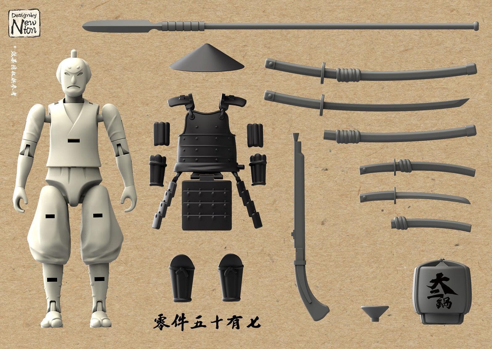 Suyata Sannshirou From The Sengoku - Ashigaru With Black Armor Plastic Model Kit - Image 3