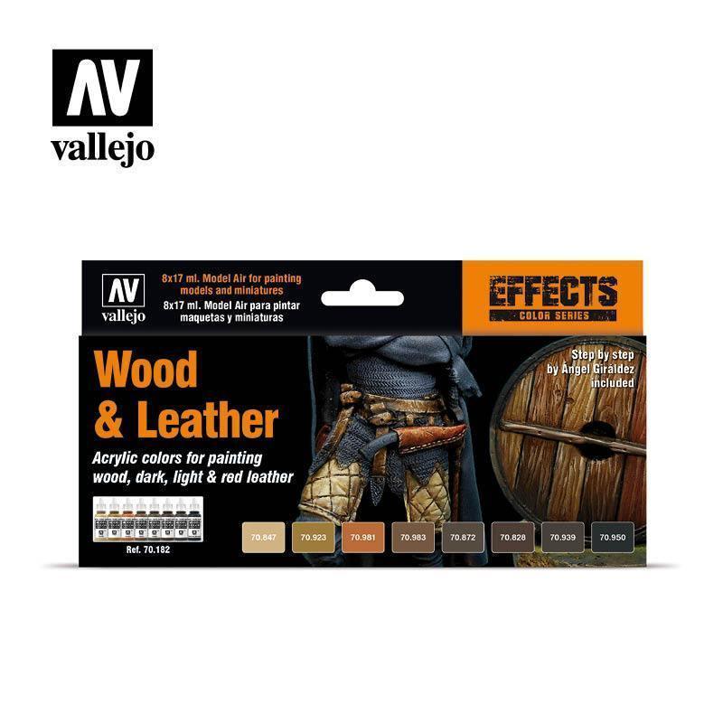 Vallejo 70182 Model Color/Air Wood & Leather Acrylic Paint Set