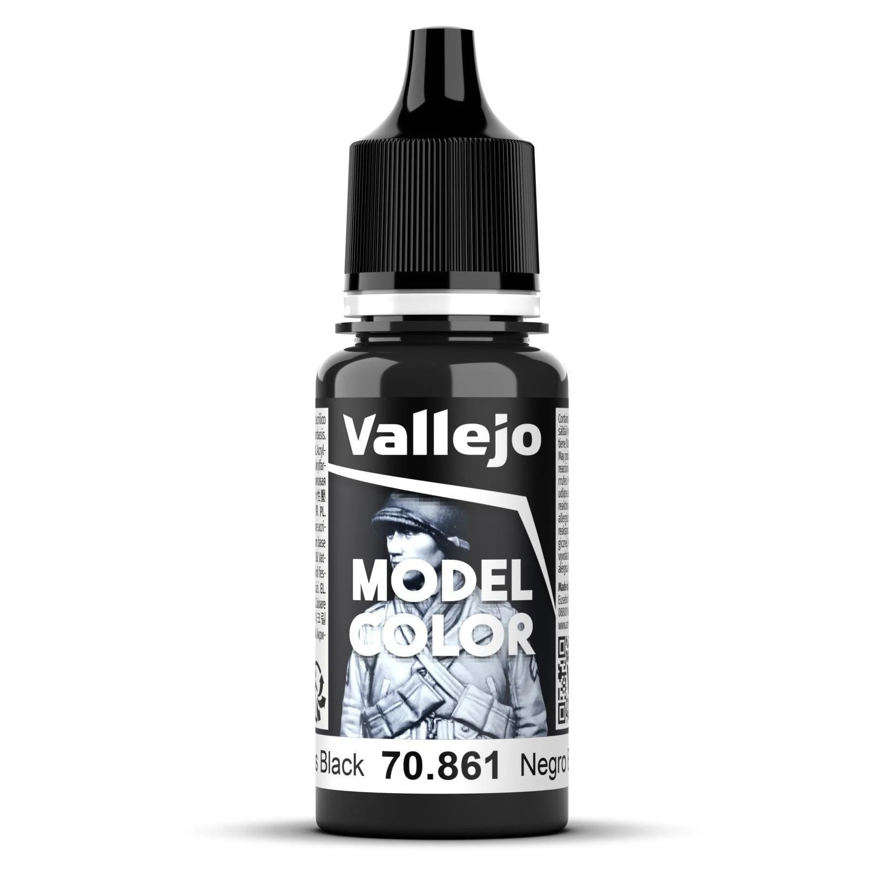 Vallejo Model Colour #192 - Gloss Black - 18 ml Gloss Acrylic Paint