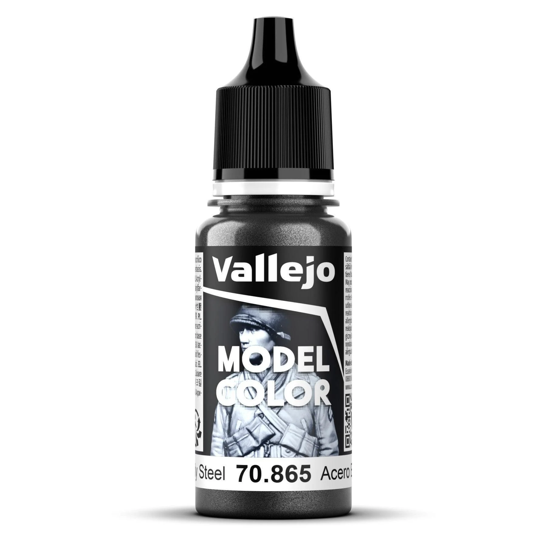 Vallejo Model Colour #196 - Oily Steel - 18 ml Metallic Acrylic Paint