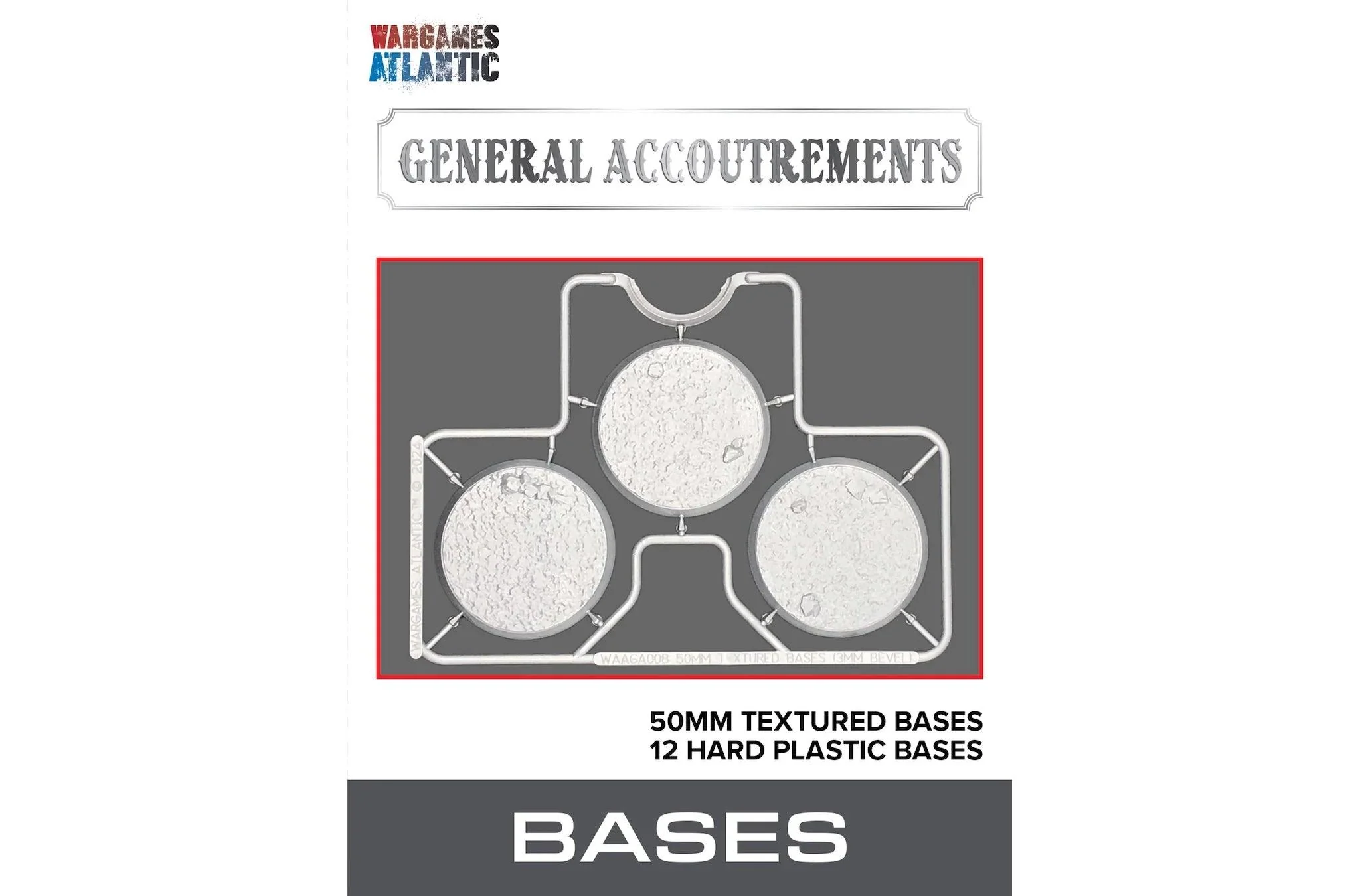 Wargames Atlantic: General Accoutrements - 50mm Textured Bases (3mm Bevel)