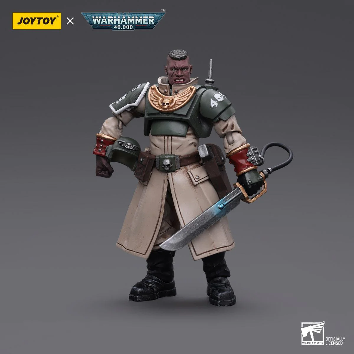 Warhammer Collectibles: 1/18 Scale Astra Militarum Cadian Command Squad Commander with Power Sword - Image 3