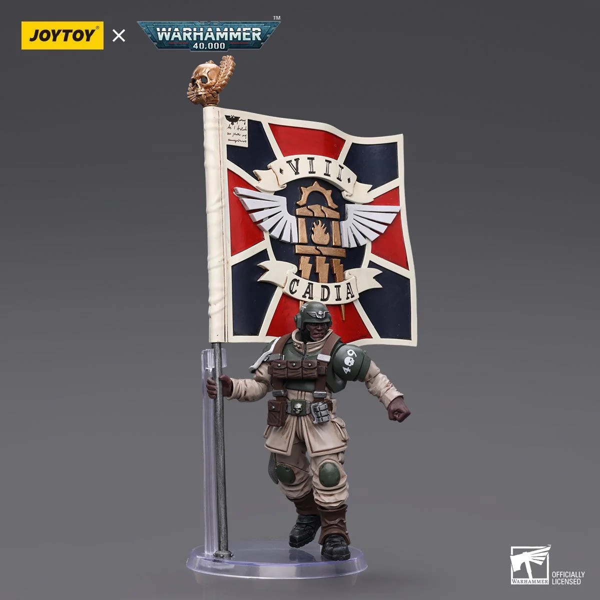 Warhammer Collectibles: 1/18 Scale Astra Militarum Cadian Command Squad Veteran with Regimental Std - Image 3