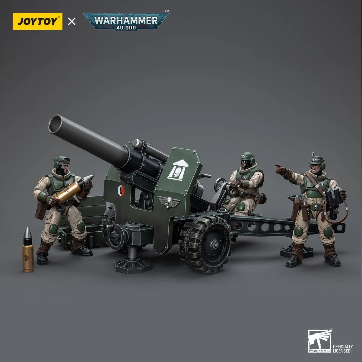 Warhammer Collectibles: 1/18 Scale Astra Militarum Ordnance Team with Bombast Field Gun - Image 3