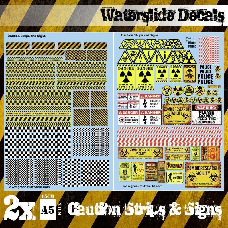GREEN STUFF WORLD Waterslide Decal Sheets - Caution Strips